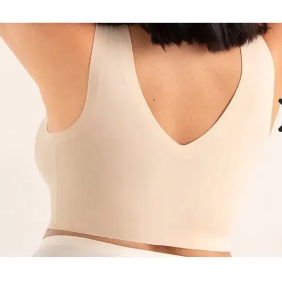 Truekind Bra Everyday Comfort V Neck Bralette Beige NWT Womens Medium - Picture 4 of 6